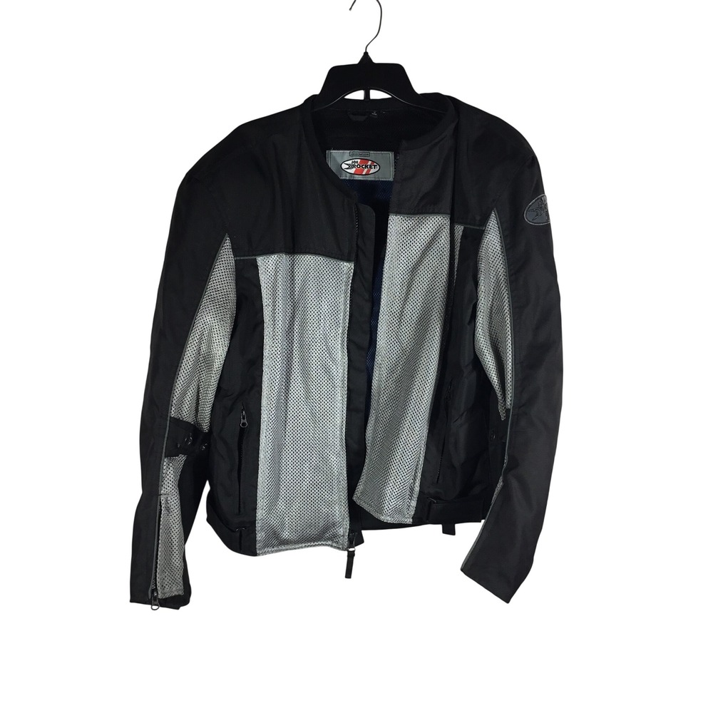 Joe Rocket Phoenix Mesh Motorcycle Jacket Black Silver Padded Armor Mens L